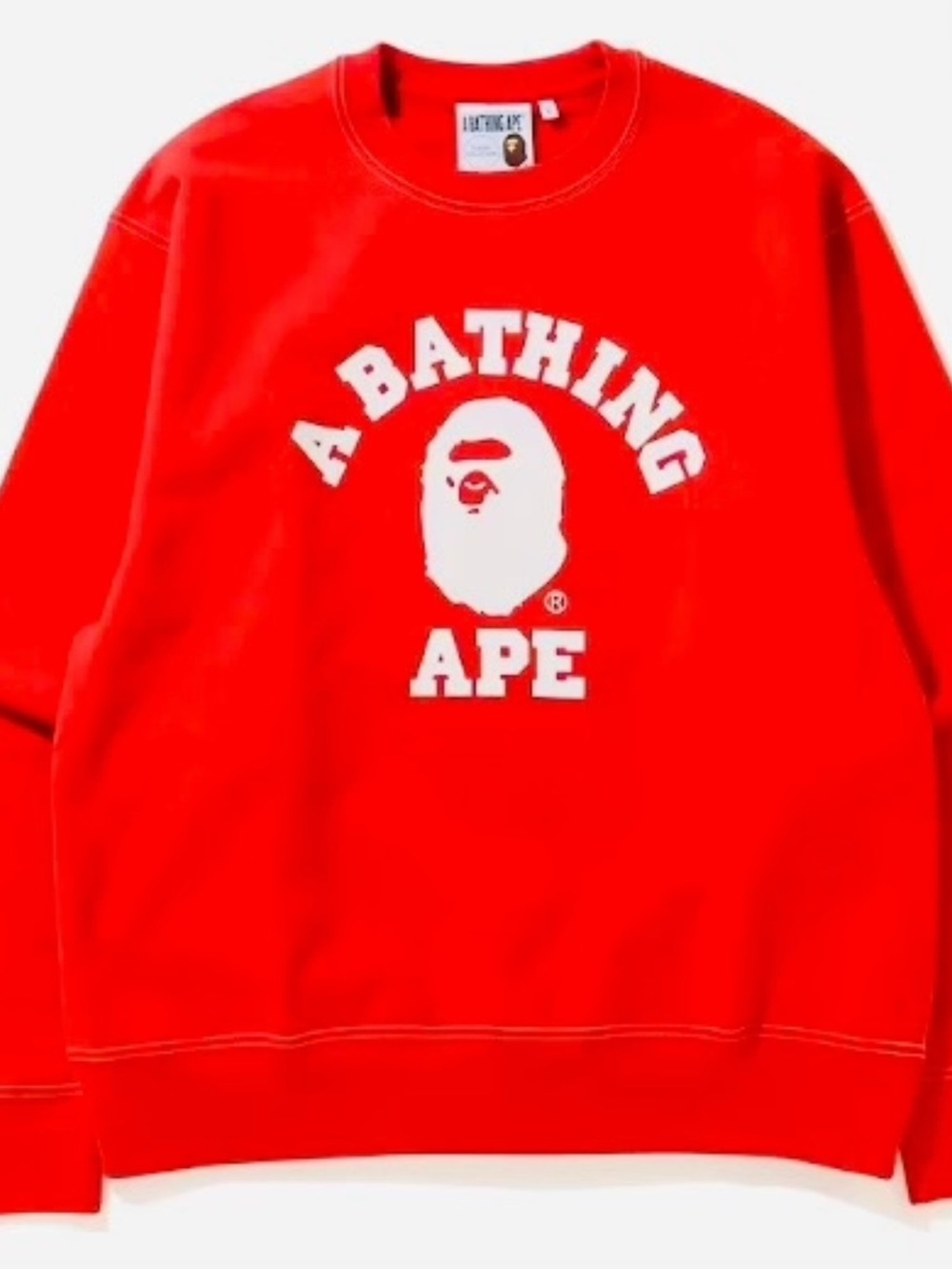 Bape Red Crewneck Sweatshirt with White Logo